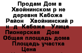 Продам Дом в Хвойнинском р-не, деревня Кабожа › Район ­ Хвойнинский р-н, д. Кабожа › Улица ­ Пионерская › Дом ­ 40 › Общая площадь дома ­ 55 › Площадь участка ­ 19 › Цена ­ 550 000 - Новгородская обл. Недвижимость » Дома, коттеджи, дачи продажа   